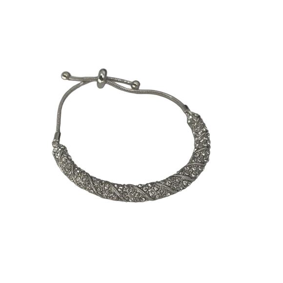 NWOT Silver Swarovski Elements Crystal Cluster Slider Bracelet - Picture 9 of 9